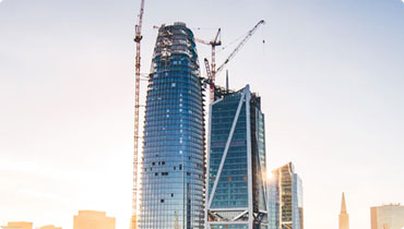 building and cranes